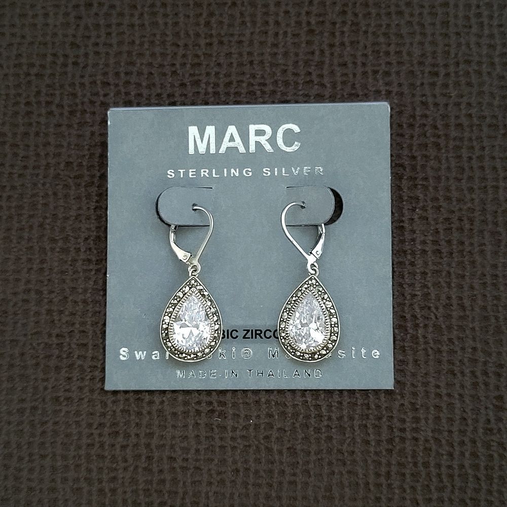 MARC Cubic Zirconia💎 Teardrop💧 Earrings with Swarovski Marcasite Gemstones